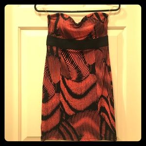 Orange and Black Strapless Dress